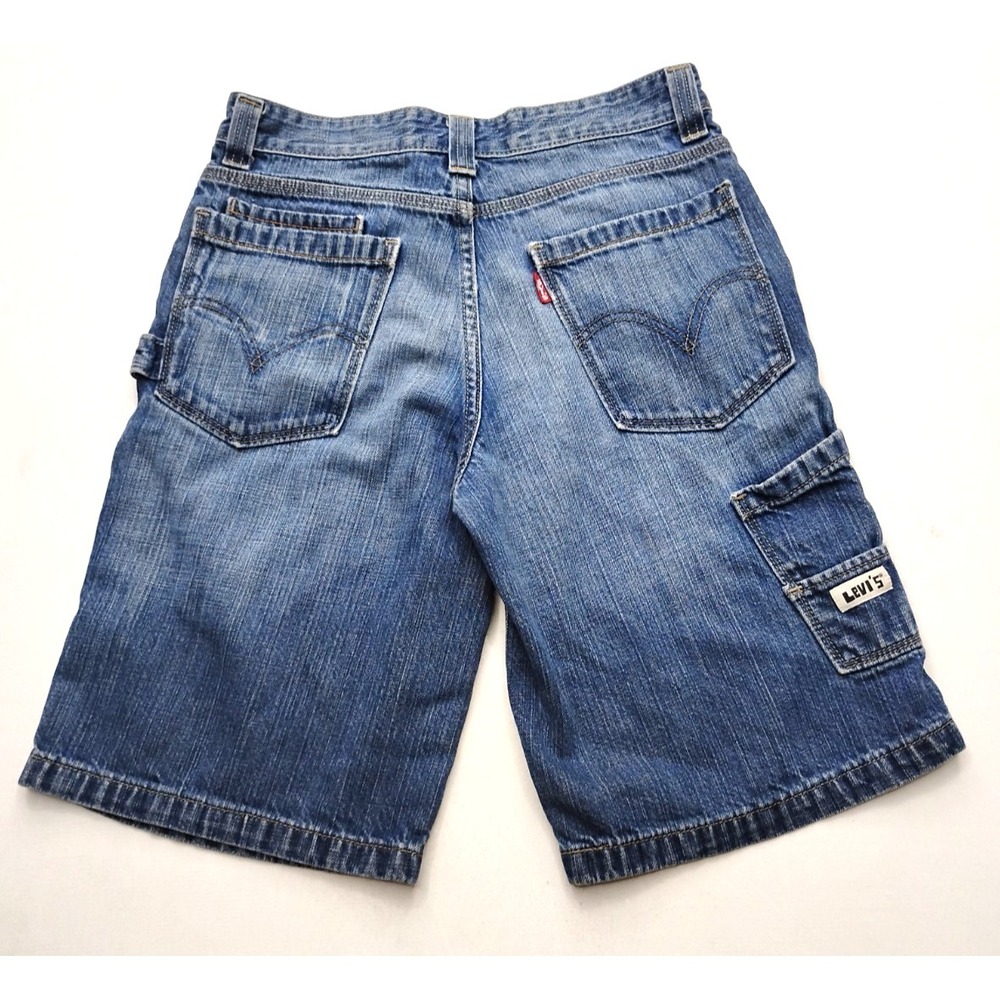 Levi's Carpenter Shorts Red Tab Jean Youth 14 Husky Blue Denim Y2K 27x11 Baggy